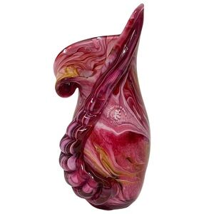 Valletta signed elegant pink stripe handmade decorative glass vase gift